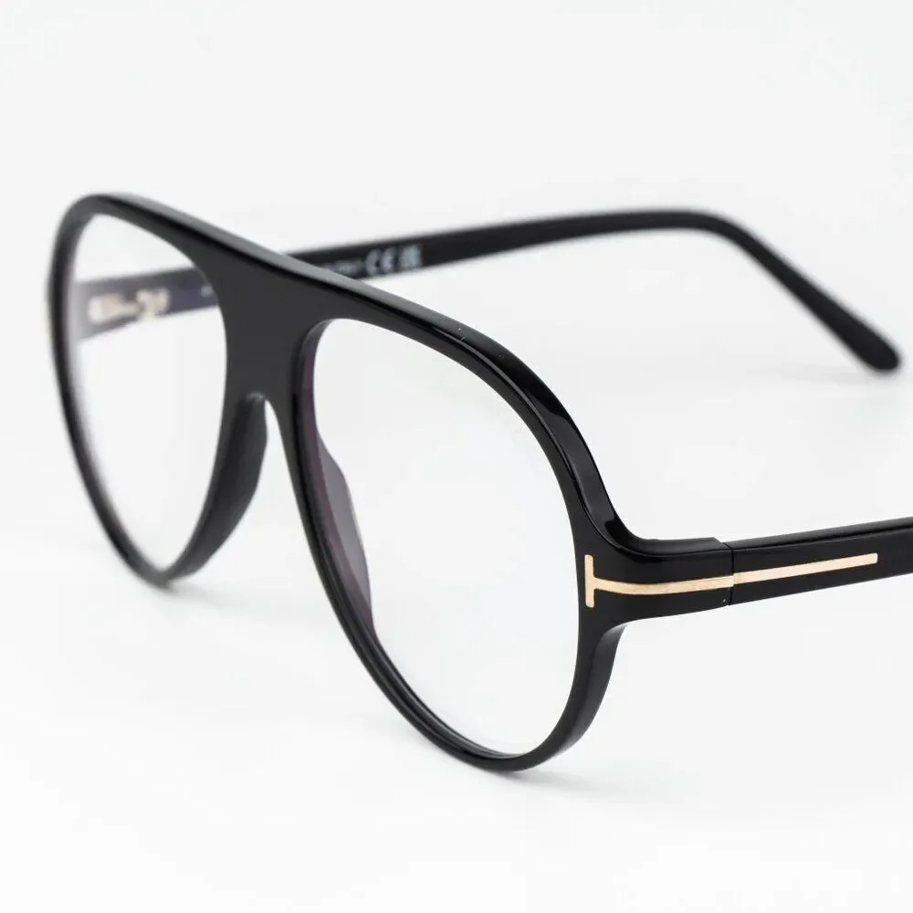 Tom Ford Women Eyeglasses Shiny Black Blue Block Pilot FT5012-B/V 001 BRAND NEW